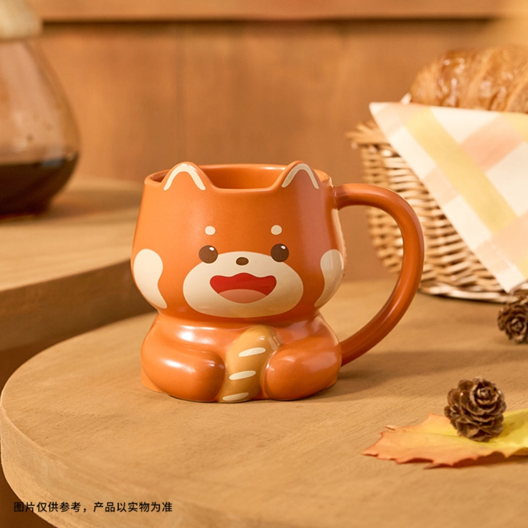 starbucks red panda shaped ceramic mug front