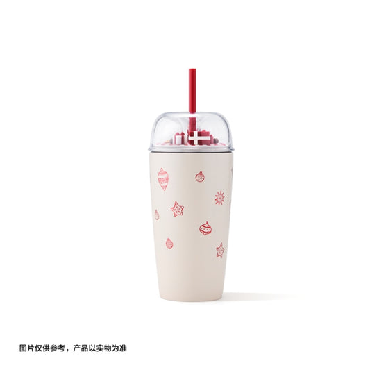 Heart-beat SS Bear Gift World 560ml Bow Straw Cup Back view