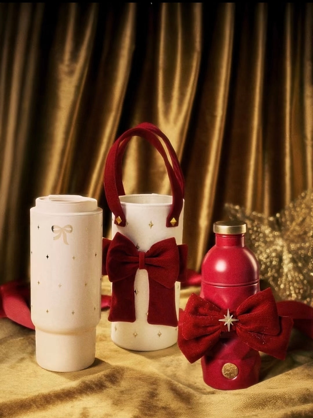 Starbucks China 2025 Christmas Warmth White&Red SS Cup with Red Bow