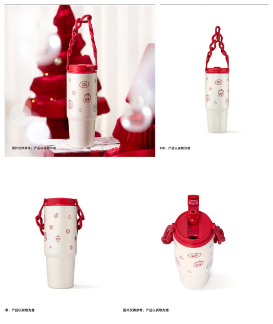 Double Drinking Spout Stainless Steel with Braided Strap 800ml DISPLAY