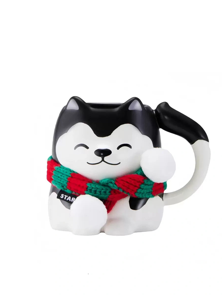 Starbucks Xmas Ceramic Husky Mug With Scarf 460ml